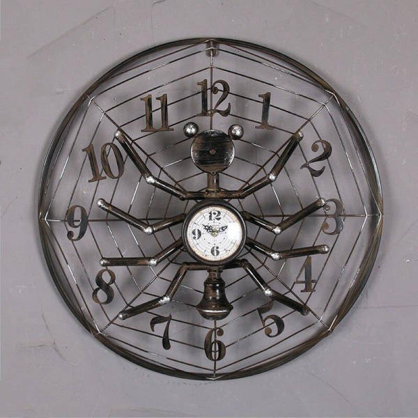 Reloj de pared industrial araña metálico