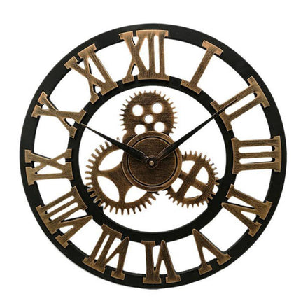 Reloj industrial madera con engranajes