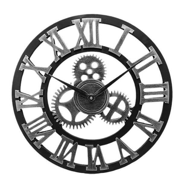 Reloj pared industrial madera y metal