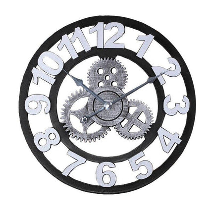 Reloj de pared industrial clásico engranajes