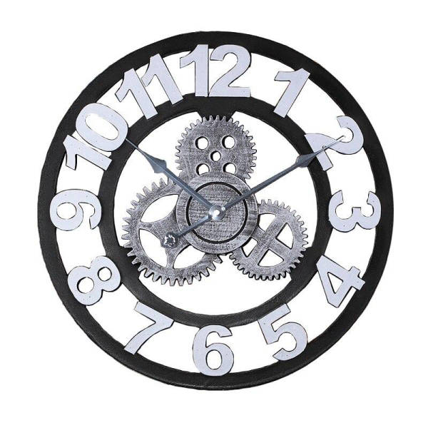 Reloj de pared industrial clásico engranajes