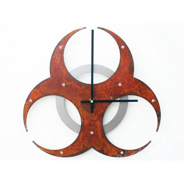 Reloj de pared diseño biohazard óxido