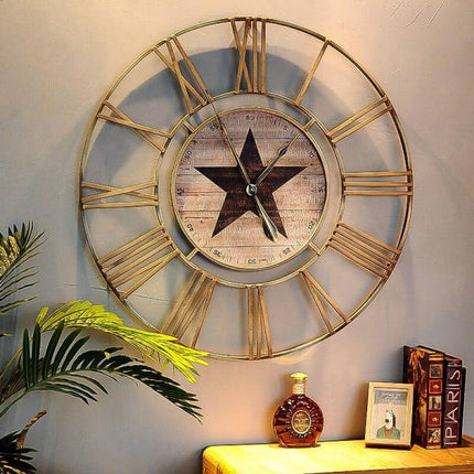 Reloj de pared industrial grande estrella