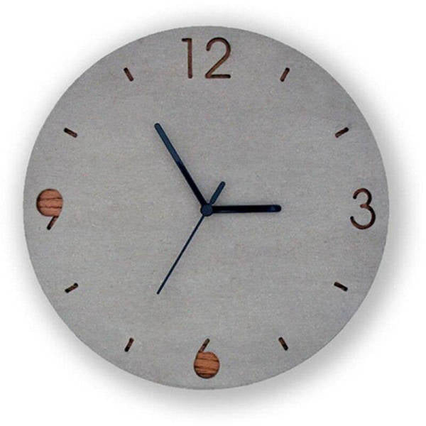 Reloj de pared minimalista gris y madera