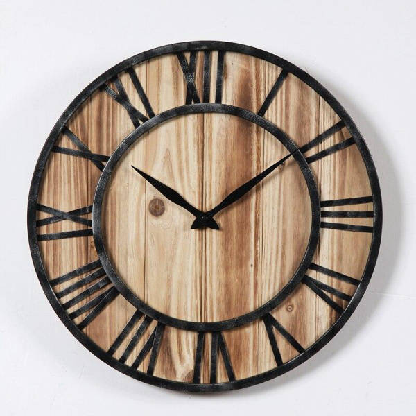 Reloj de pared industrial metal madera