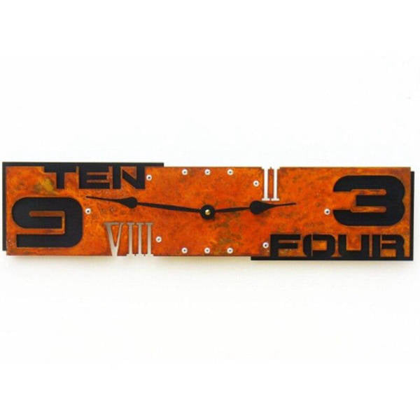 Reloj de pared rectangular efecto óxido