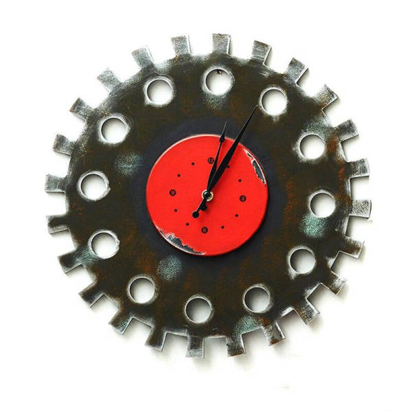Reloj de pared engranaje industrial colorido