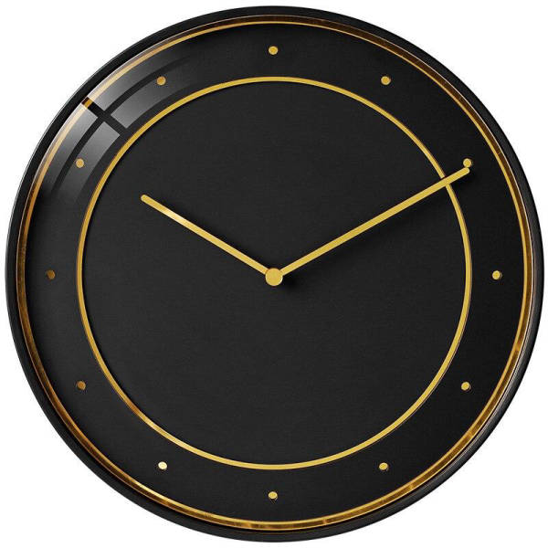 Reloj de pared elegante negro y dorado