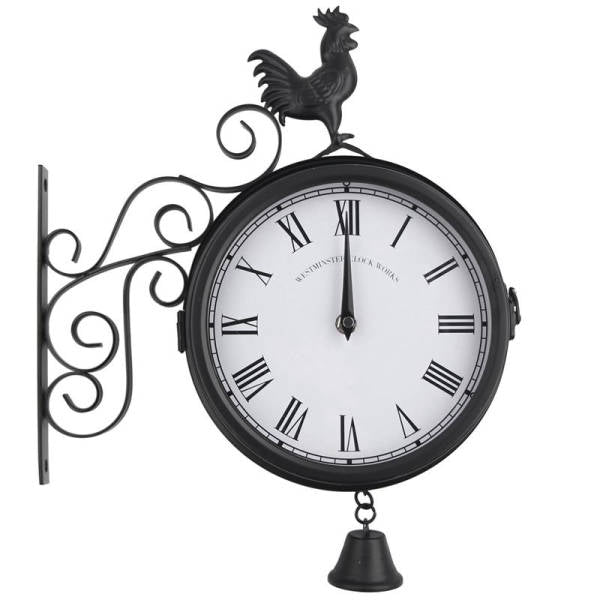 Reloj de estación exterior con gallo