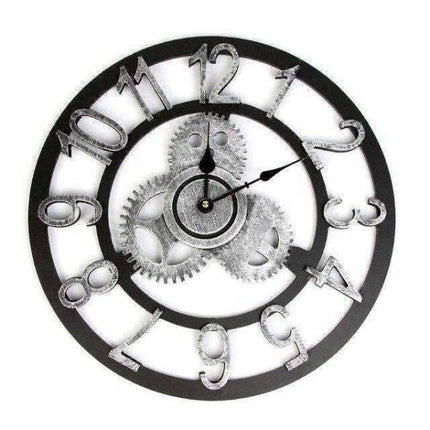 Reloj pared engranajes visibles color plata