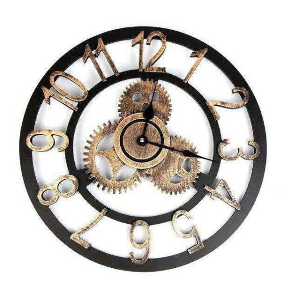 Reloj pared engranajes visibles color bronce