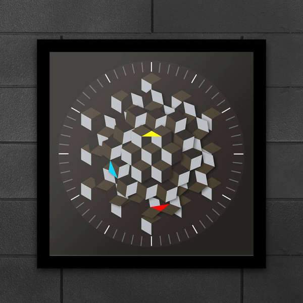 Reloj de pared cuadrado con efecto 3D