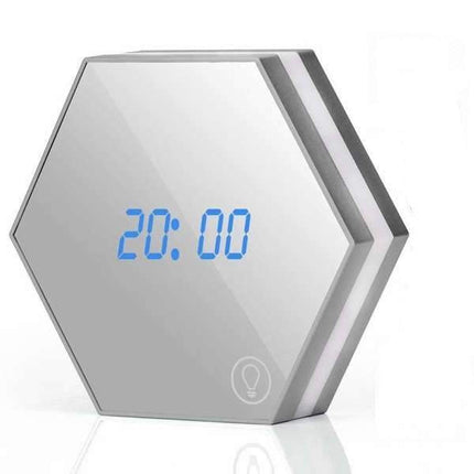 Reloj despertador digital hexagonal espejo