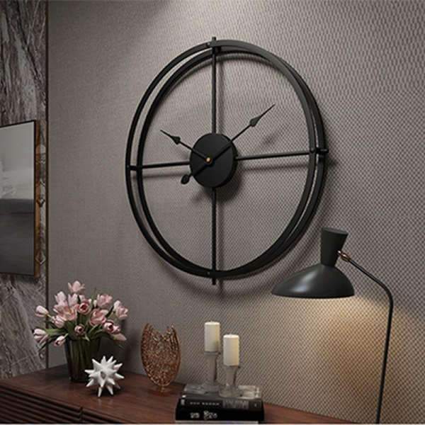 Reloj de pared nórdico de metal negro