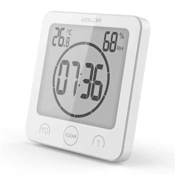 Reloj digital cuadrado para baño con ventosa