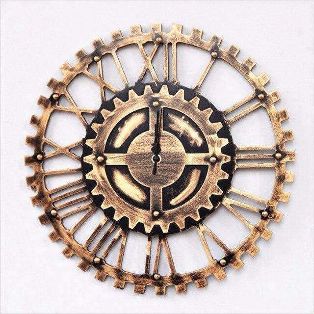 Reloj de pared retro con engranajes