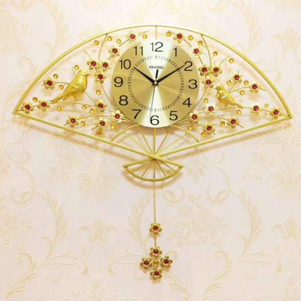 Reloj de pared gigante abanico dorado