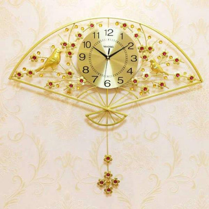 Reloj de pared gigante abanico dorado
