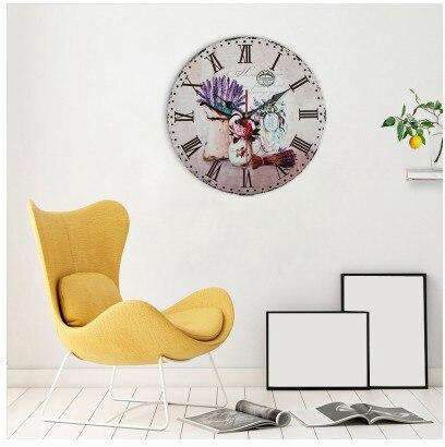 Reloj de pared vintage flores azul