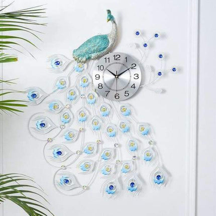 Reloj de pared pavo real azul
