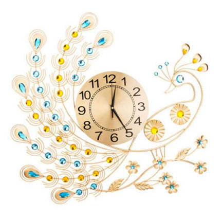 Reloj de pared pavo real metálico