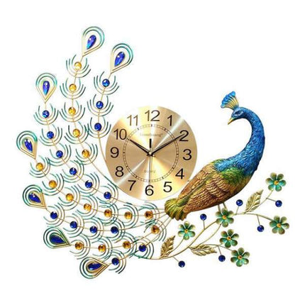 Reloj de pared decorativo pavo real
