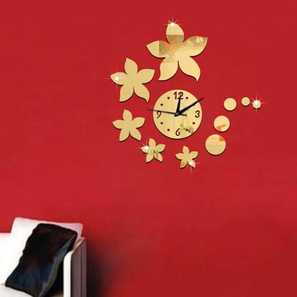 Reloj de pared adhesivo con flores