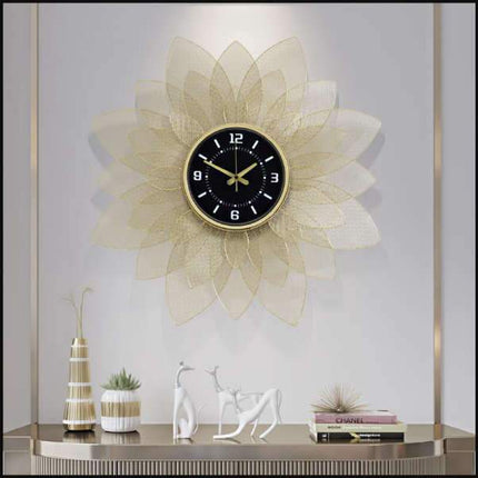 Reloj de pared grande flor metálica