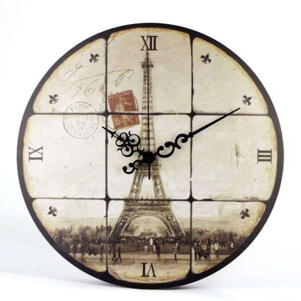 Reloj de pared vintage Torre Eiffel