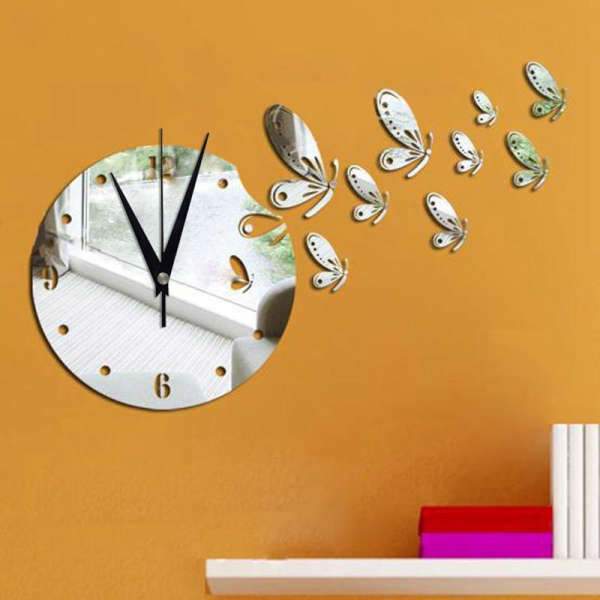Reloj de pared 3D con mariposas espejo