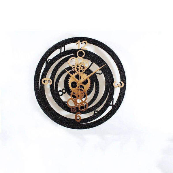 Reloj de pared espiral engranajes vistos
