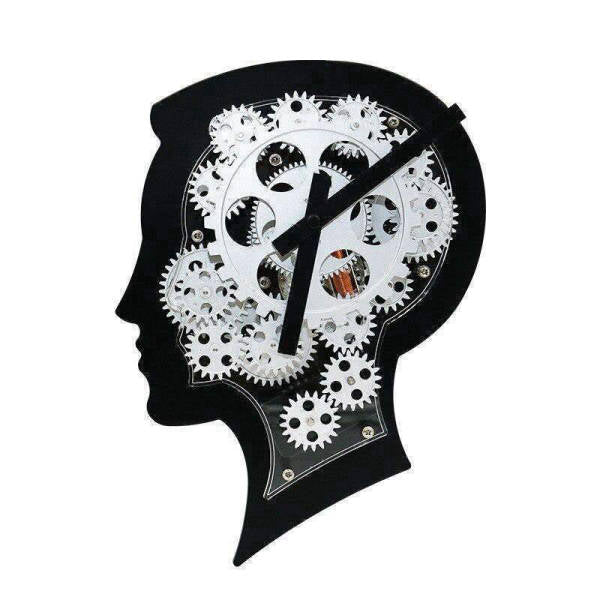 Reloj de pared cabeza con mecanismo visible