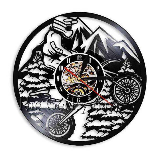 Reloj de pared vinilo motocross montaña