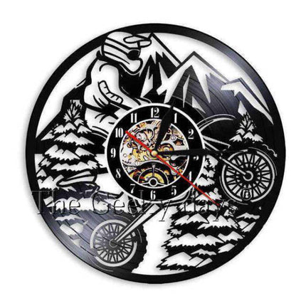 Reloj de pared vinilo motocross montaña