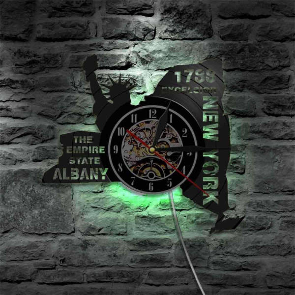 Reloj de pared vinilo mapa Nueva York