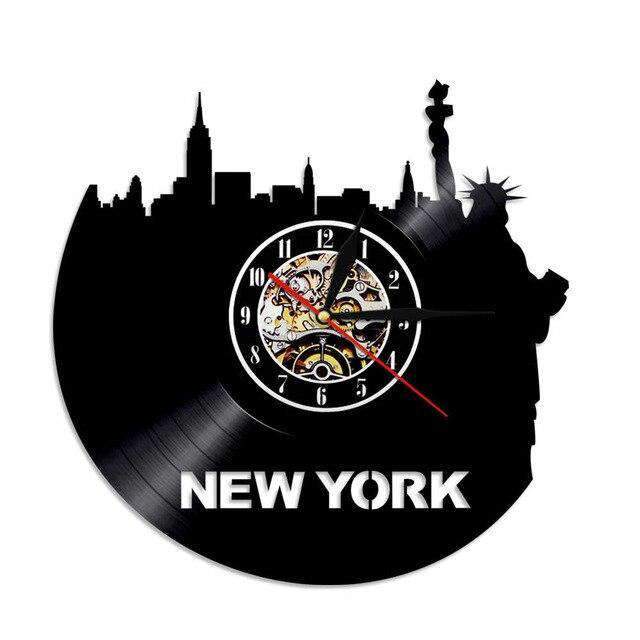 Reloj de pared silueta Nueva York vinilo