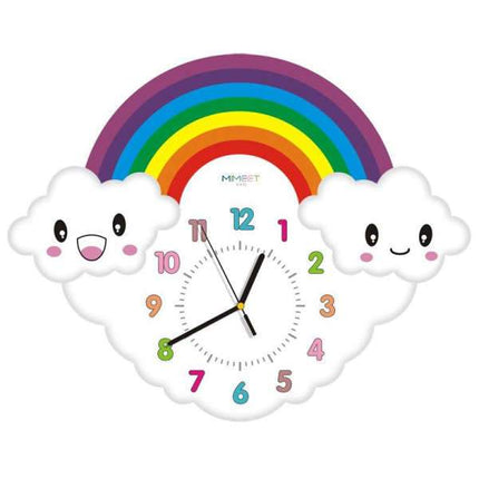 Reloj de pared infantil con arcoíris