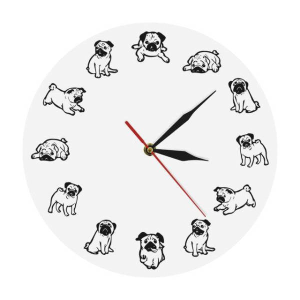 Reloj de pared original perros pug