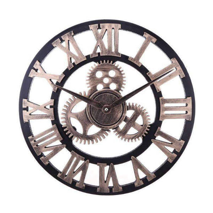 Reloj pared industrial mecanismo visible