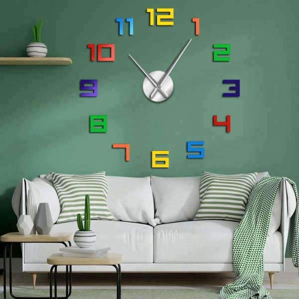 Reloj de pared adhesivo 3D arcoíris
