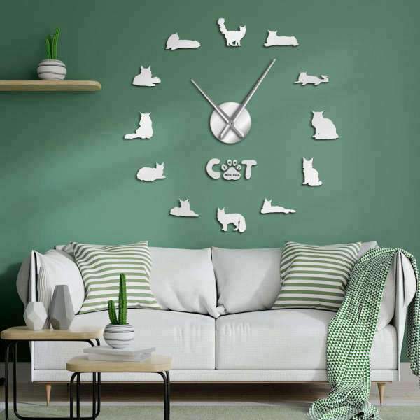Reloj de pared adhesivo razas gatos