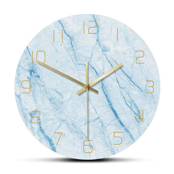 Reloj de pared efecto mármol azul