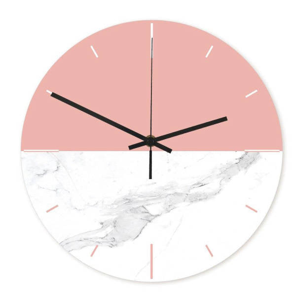 Reloj de pared diseño mármol rosa