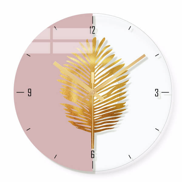 Reloj de pared diseño hoja dorada
