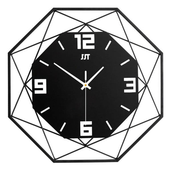 Reloj de pared octogonal de metal negro