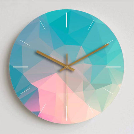 Reloj de pared geométrico y colorido