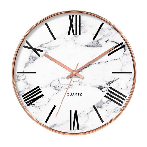 Reloj de pared efecto mármol cuarzo