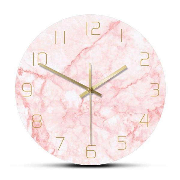 Reloj de pared rosa efecto mármol