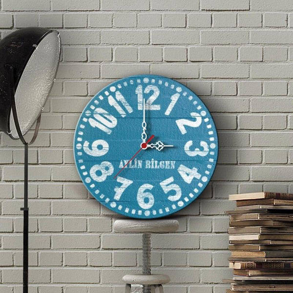 Reloj de pared vintage color azul