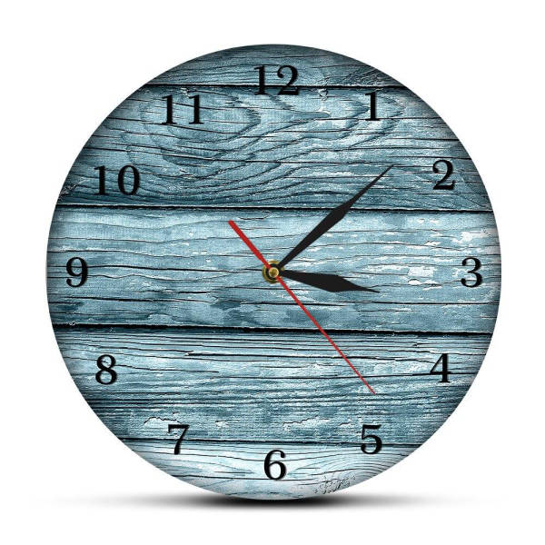 Reloj de pared efecto madera pintada